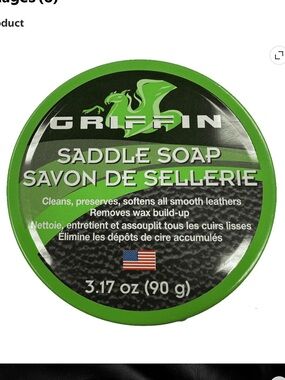 Griffin Saddle Soap Leather Cleaner for purses and wallets and shoes 3.17oz